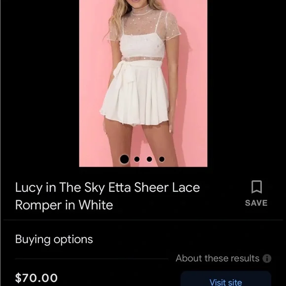 White Lucy in the Sky Glitter Romper - Picture 4 of 4